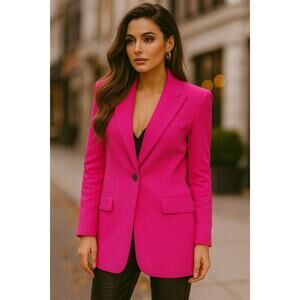 Barbara Bui Tailored Crepe Lined Blazer Jacket Hot Pink 38 Small Luxury Barbie